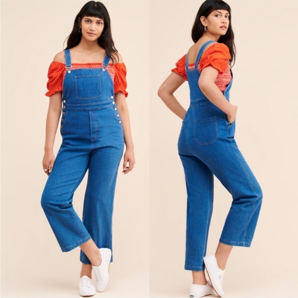Capulet Lennon high waisted wide leg retro denim overalls size large